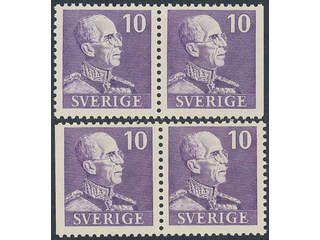Sweden. Facit 269BC/CB ★★, 1939 Gustaf V small numerals 10 öre pair 3+4 and 4+3. SEK 2200