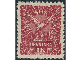 Yugoslavia. Michel 95A ★★, 1919 1 k carmine on thick paper. KURZBEFUND Zrinscak BPP.