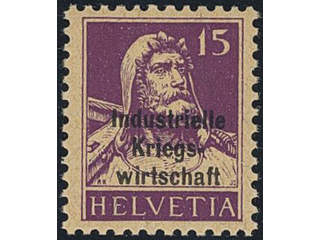 Switzerland, BIE/IBE. Official Michel 5 II ★★, 1918 Indusrrielle Kriegs Werkshaft thick …