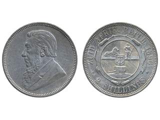 Coins, South Africa. Paul Kruger (1883-1902), KM 6, 2 shillings 1896. XF-UNC.