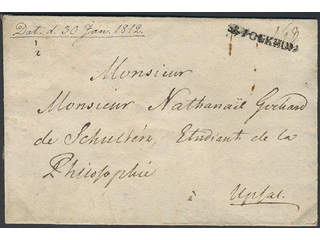 Sweden. A county. STOCKHOLM, straight postmark. Type 11 on cover dated "30 Jan. 1812" …